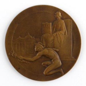 Leopold III Signe Les Arrêtés-Lois êglementant la Profession d'Agent de Change, medal by Pierre Theunis, Belgium, (1935), Coins and Medals Department of the Royal Library of Belgium, 2N130 - 2 (recto)