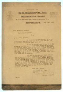 Letter from manager of a department store in New Orleans. LOC cph.3a46559