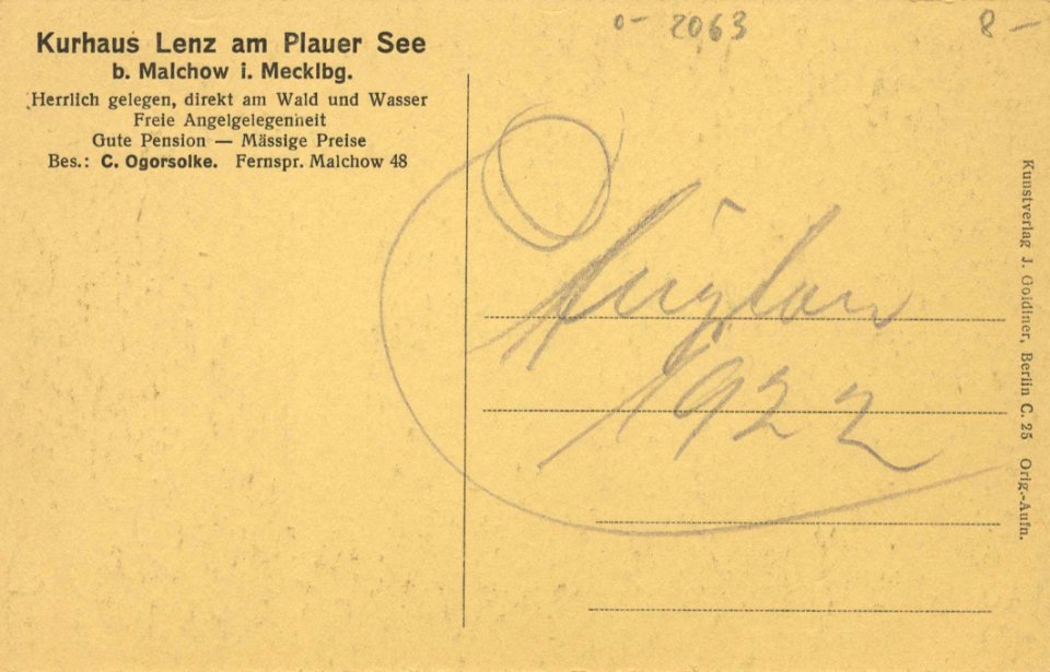 Lenz, Mecklenburg-Vorpommern - Wald mit Kurhaus (back) (Zeno Ansichtskarten)