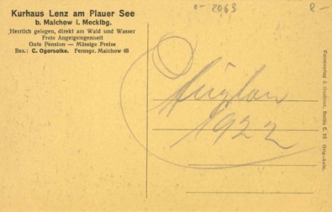 Lenz, Mecklenburg-Vorpommern - Wald mit Kurhaus (back) (Zeno Ansichtskarten)