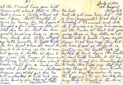 Letter to Cecil White re fathers death