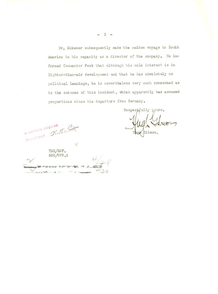 Letter from Hugh Gibson to Department of State Regarding the Hindenburg (Page 3 of 3) (5694385806)