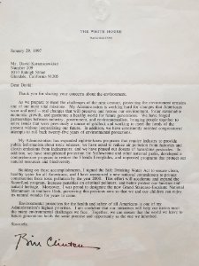 Letter from the White House (Clinton to Karamanukyan, 1997)