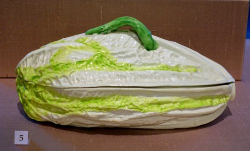 Lettuce tureen and stand, 1 of 2, Longton Hall porcelain, c. 1756, soft-paste porcelain - California Palace of the Legion of Honor - San Francisco, CA - DSC02995 photo