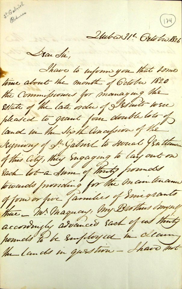 Lettre de Henry Black à Robert Christie, écuyer, afin d'obtenir ses titres de propriété et ceux de McKay (Maquay), James Black et John Black pour des terres situées dans la sixième concession de la seigneurie Saint-Gabriel-1