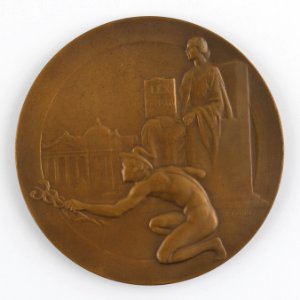 Leopold III Signe Les Arrêtés-Lois êglementant la Profession d'Agent de Change, medal by Pierre Theunis, Belgium, (1937), Coins and Medals Department of the Royal Library of Belgium, 2N150 - 3 (recto)