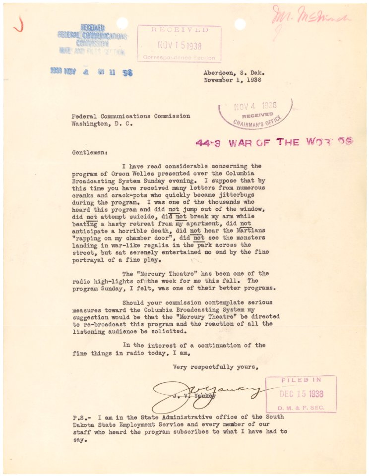 Letter from J. V. Yaukey, 11-01-1938 (4055634267)