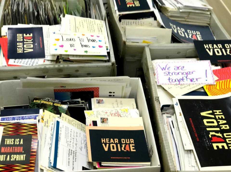 Letters sent by Women's March participants to Senator Kamala Harris C8RZclXWAAAGn-e