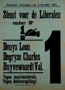 Liberale verkiezingsaffiche, 1932 - Campaign poster, Belgian Liberal Party, Provincial elections 1932 (30432767930)