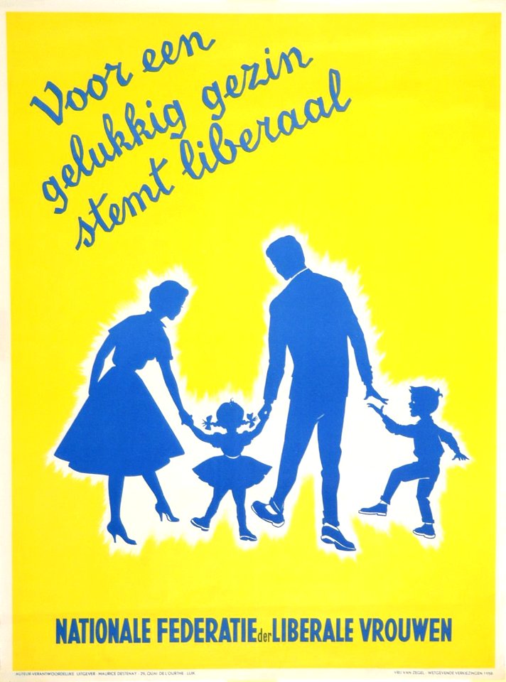 Liberale verkiezingsaffiche, 1958 - Campaign poster, Belgian Liberal Party, National elections 1958 (30199375443)