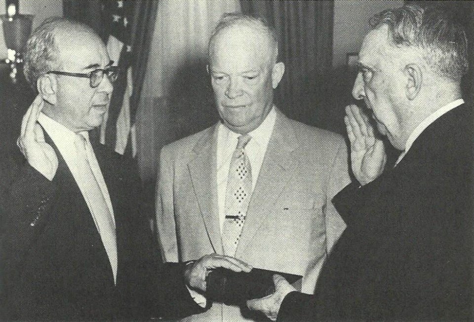 Lewis L Strauss takes oath of office as AEC chairman 1953