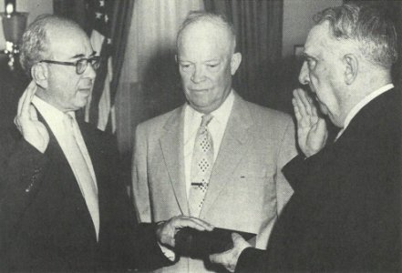 Lewis L Strauss takes oath of office as AEC chairman 1953