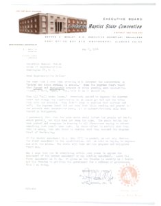 Letter from the Alabama Baptist State Convention Opposed to a School Prayer Constitutional Amendment