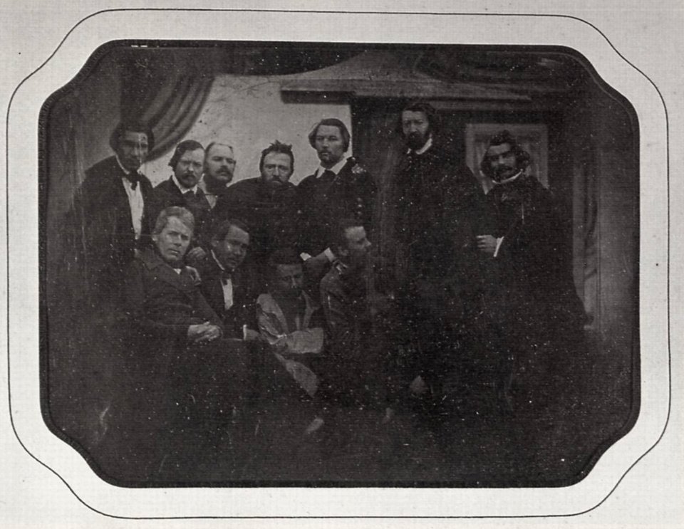 Levickij, Sergej L'vovič - Die Maler Friedrich Ludwig Jordan, Aleksandr Andreevič Ivanov und Pimen Nikitič Orlov mit einer Gruppe von Freunden, Rom (Zeno Fotografie)