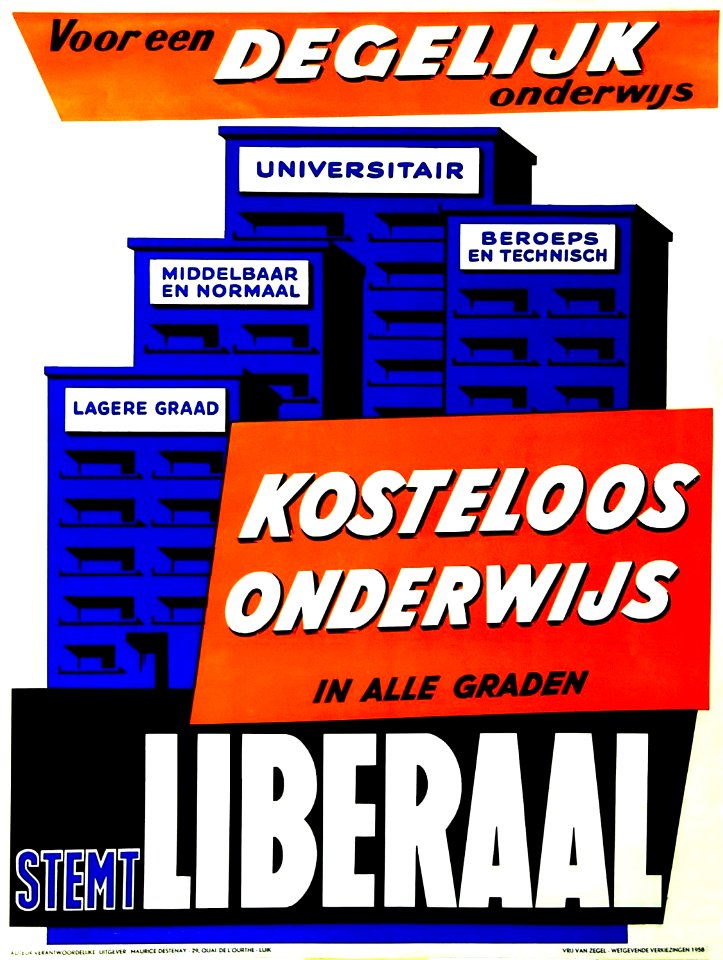 Liberale verkiezingsaffiche, 1958 - Campaign poster, Belgian Liberal Party, National elections 1958 (30199375373)