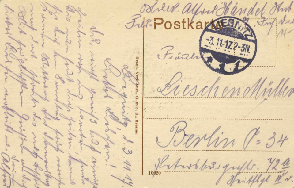 Liegnitz, Schlesien - Wilhelmsplatz mit Goldberger Straße (back) (Zeno Ansichtskarten)