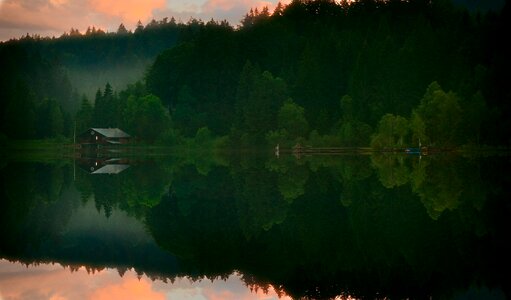 Church lake abendstimmung nature
