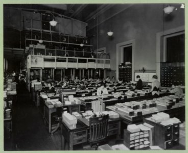 Librarians working with catalog cards in the Processing Department of the Library of Congress, Washington, D.C. LCCN2016649543 photo