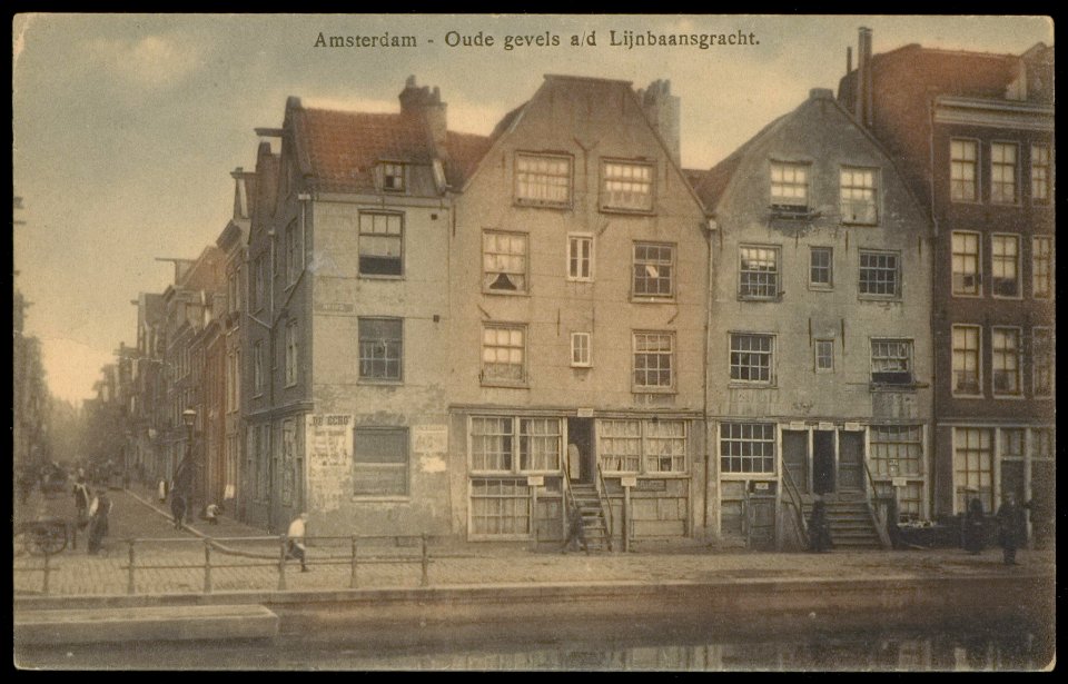 Lijnbaansgracht hoek Laurierstraat. Uitgave Brouwer & De Veer, Amsterdam, Afb PBKD00076000003