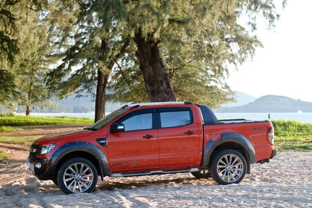 Pickup truck beach orange