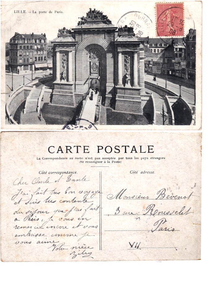 Lille — Porte de Paris, côté entrée de la Ville ; recto-verso