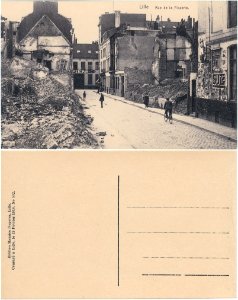 Lille — Rue de la Piquerie après le siège de Lille d'octobre 1914. v°-r°