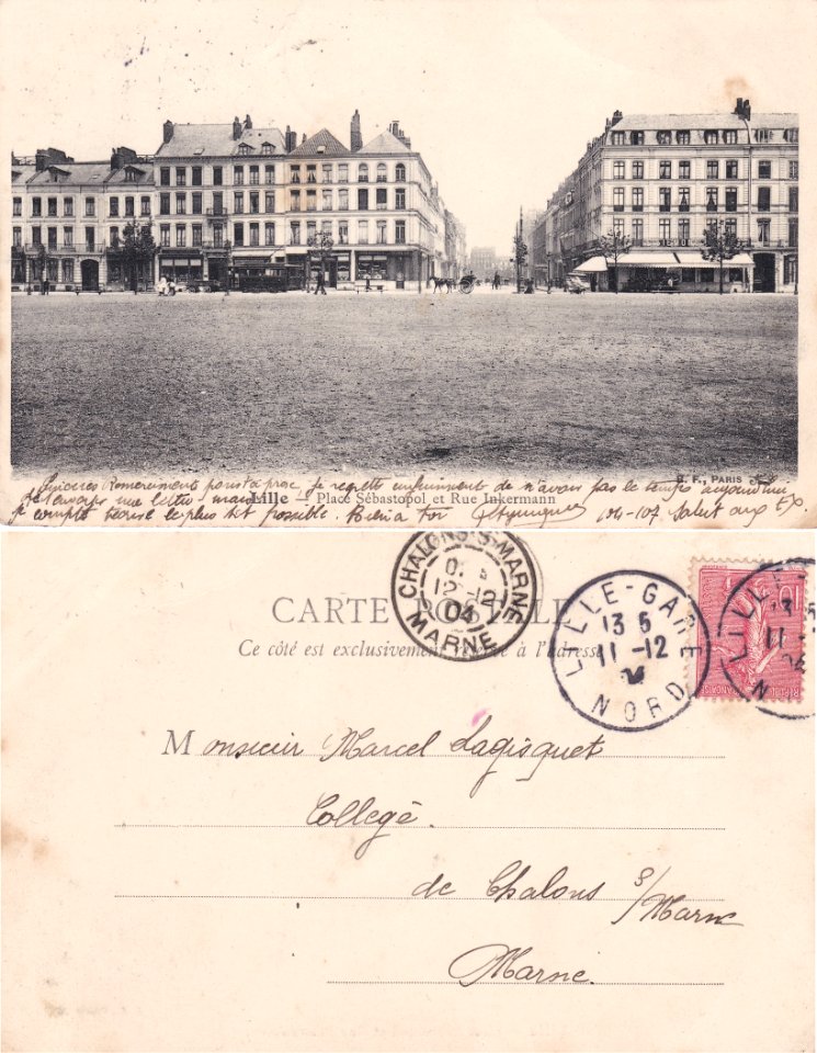 Lille — Place Sébastopol et rue Inkermann vº- rº