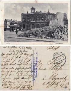 LILLE Nord-Bahnhof , Courrier d'un soldat allemand durant la 1ère Guerre Mondiale 1917. Feldpost karte