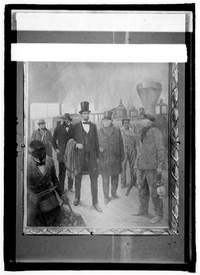 Lincoln arrival at B&O Station, Feb. 23, 1861 for his innauguration, Lincoln Memorial Assn. J.W. Hill. Copy LCCN2016850765