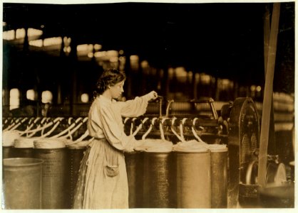 Lincoln Cotton Mill, Evansville, Ind. Girl at Slubber. LOC cph.3b13192