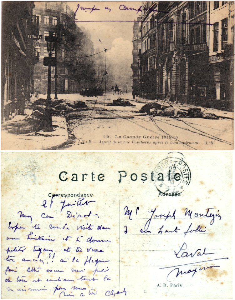 Lille (Frankreich, Département Nord) — Nach den Kämpfen 1914, rue des Ponts de Comines
