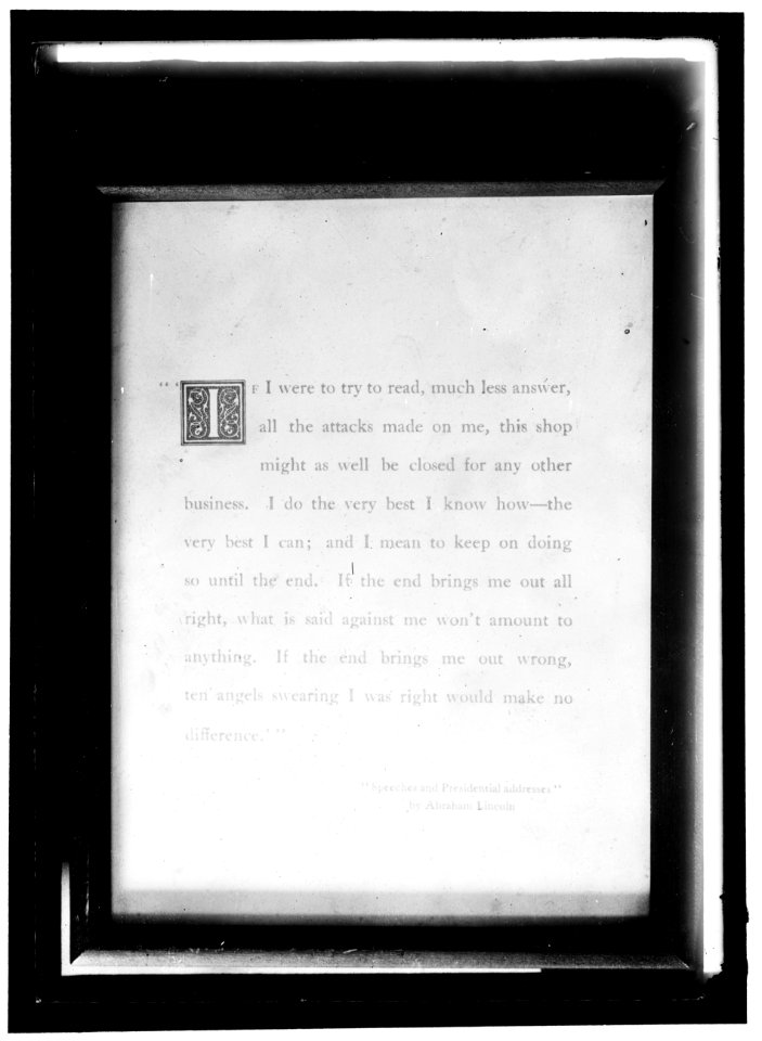 LINCOLN, ABRAHAM. QUOTATION LOC hec.01694