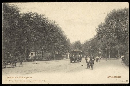 Linnaeusstraat met rechts het hek van het Oosterpark. uitgever Buurman-De Haas, Afb ANWU01714000003
