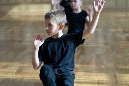 Training boy schoolboy