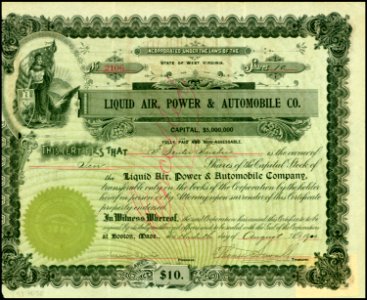 Liquid Air, Power & Automobile Co 1900