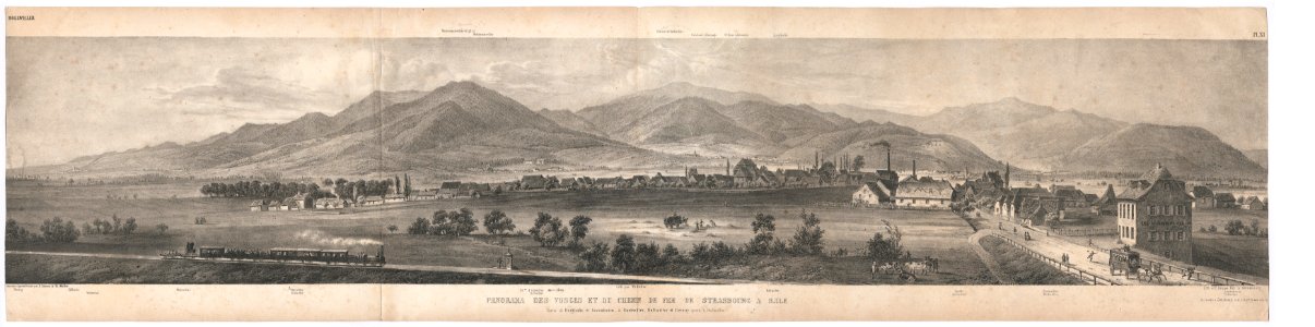 Lithographie Panorama des Vosges et du chemin de fer de Strasbourg à Bâle HMB 2015-317-11