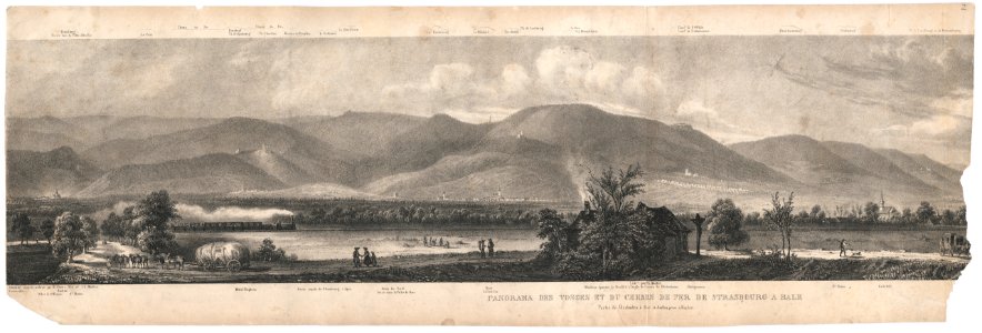 Lithographie Panorama des Vosges et du chemin de fer de Strasbourg à Bâle HMB 2015-317-2