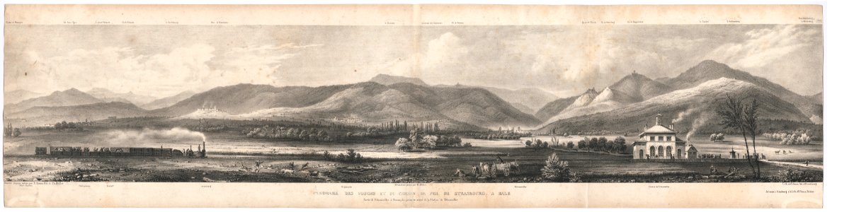 Lithographie Panorama des Vosges et du chemin de fer de Strasbourg à Bâle HMB 2015-317-6