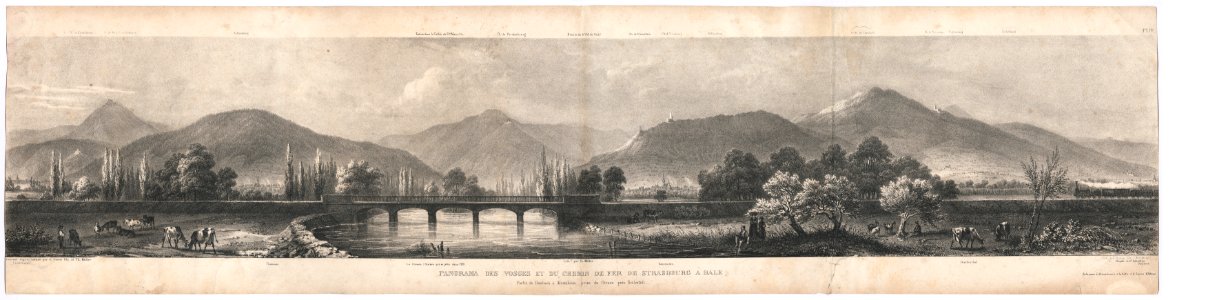 Lithographie Panorama des Vosges et du chemin de fer de Strasbourg à Bâle HMB 2015-317-4