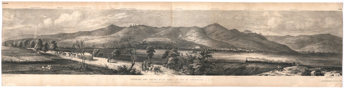Lithographie Panorama des Vosges et du chemin de fer de Strasbourg à Bâle HMB 2015-317-8