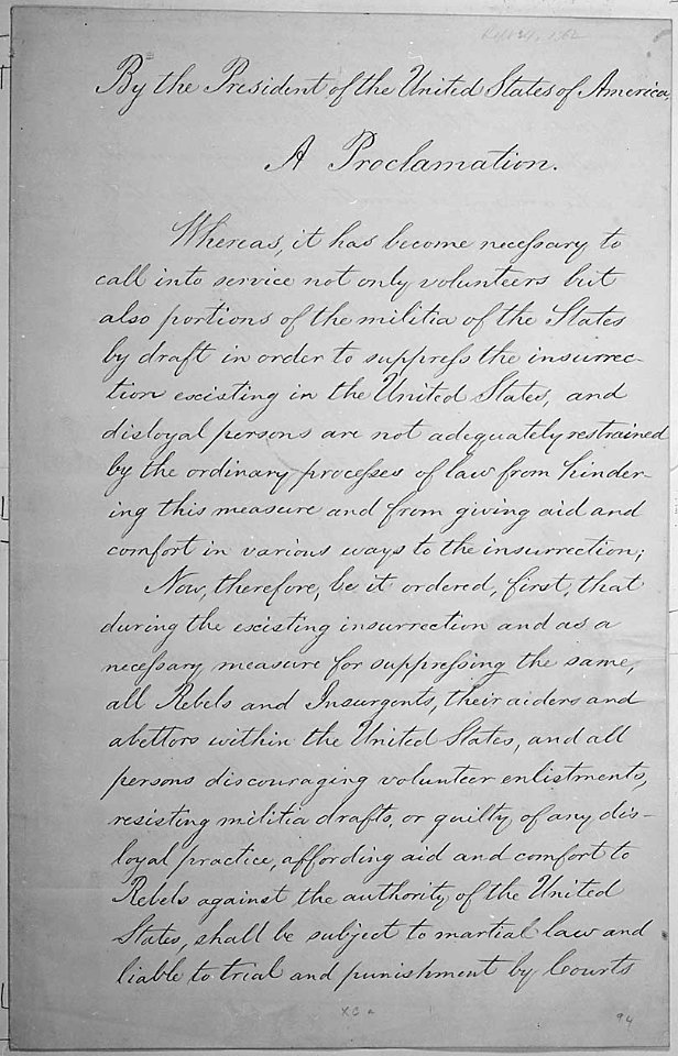 LincolnProclamation24Sept1862Page1