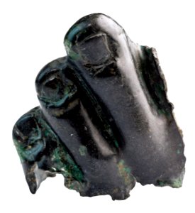 Linkervoetfragment van een rondsculptuur in brons, 70 tot 285 NC, vindplaats- Waarschijnlijk Tongeren, zie verwervingsgeschiedenis, collectie Gallo-Romeins Museum Tongeren, GRM 2547