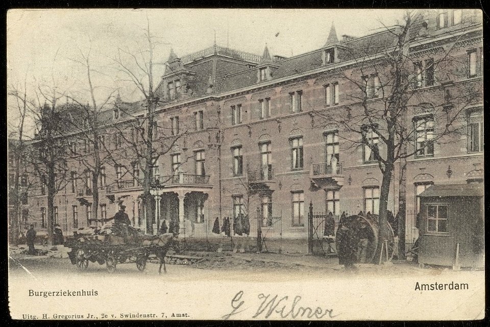 Linnaeusstraat 89, het Burgerziekenhuis. Uitgave H. Gregorius Jr. Amsterdam, Afb ANWU01714000004
