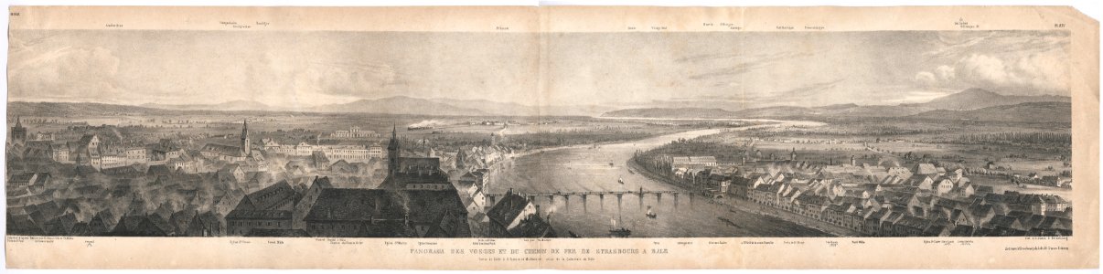 Lithographie Panorama des Vosges et du chemin de fer de Strasbourg à Bâle HMB 2015-317-14