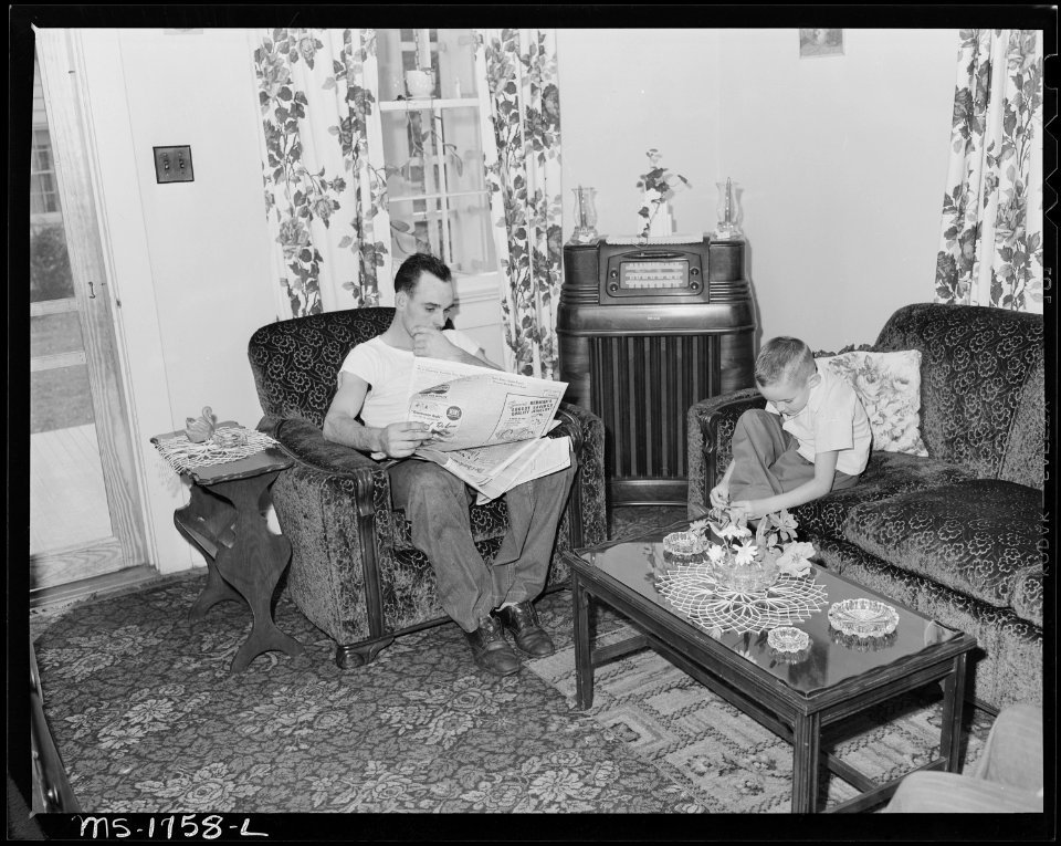 Living room in home of P.C. Goins, section foreman, who lives in company housing project. Koppers Coal Division... - NARA - 540918