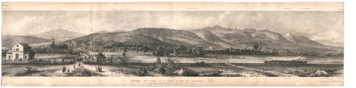 Lithographie Panorama des Vosges et du chemin de fer de Strasbourg à Bâle HMB 2015-317-9