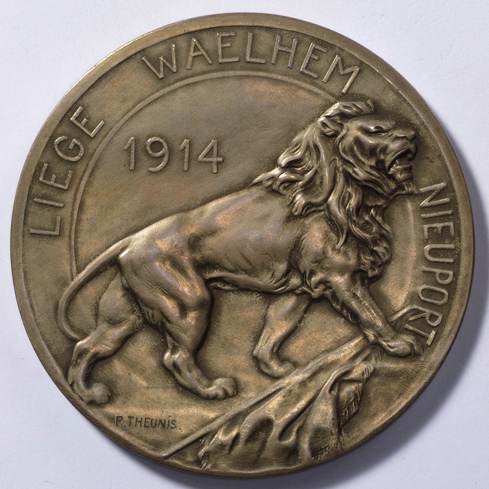 Liège - Waelhem - Nieuport 1914, medal by Pierre Theunis, Belgium, (1916), Coins and Medals Department of the Royal Library of Belgium, 2Lef 52 - 91 (verso)