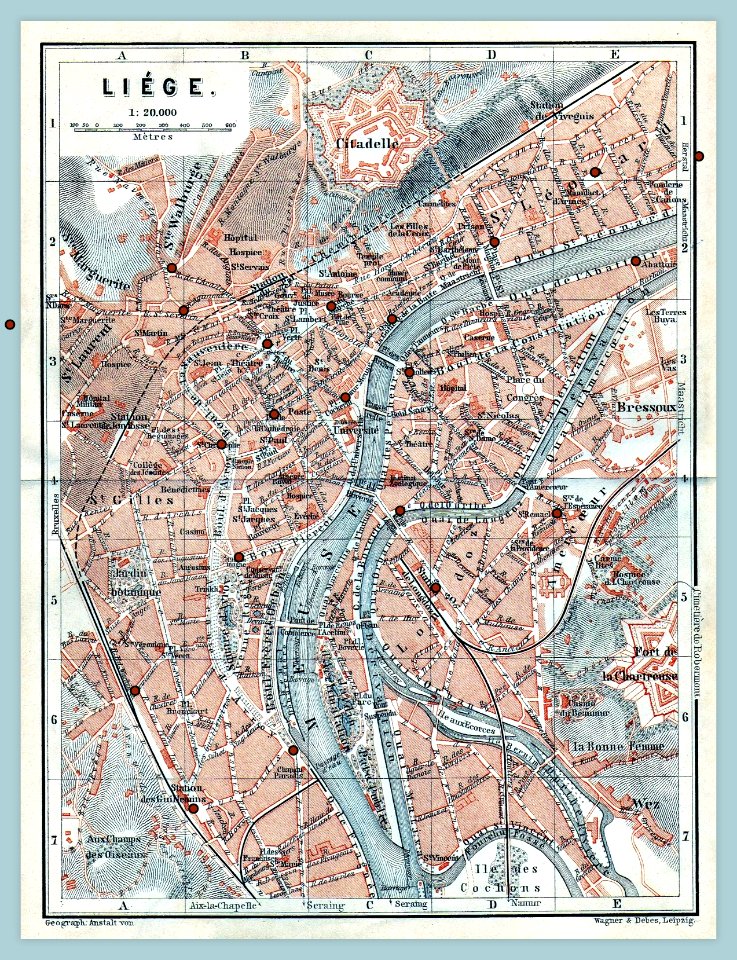 Liège - guide Baedeker Belgique et Hollande (1897) - Fontaines Montefiore