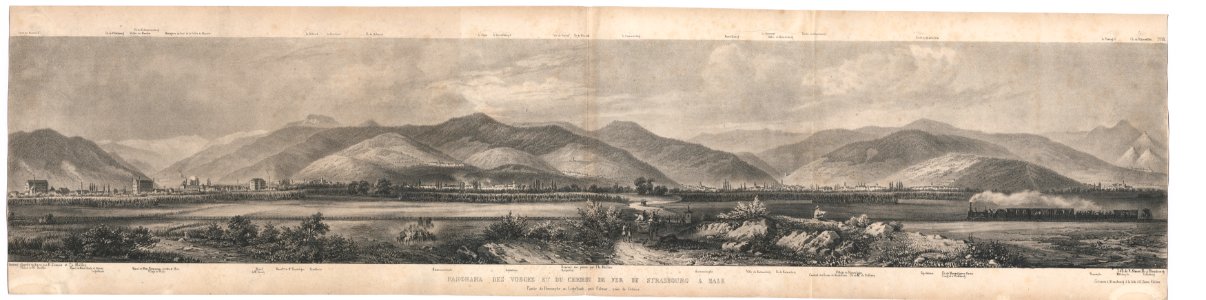 Lithographie Panorama des Vosges et du chemin de fer de Strasbourg à Bâle HMB 2015-317-7