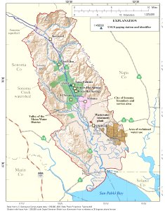 Location of Los Guillicos Preserve, within the Sonoma Creek Watershed